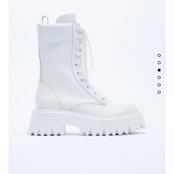 Brand New Zara LACE-UP LEATHER ANKLE BOOTS - Picture 4 of 14